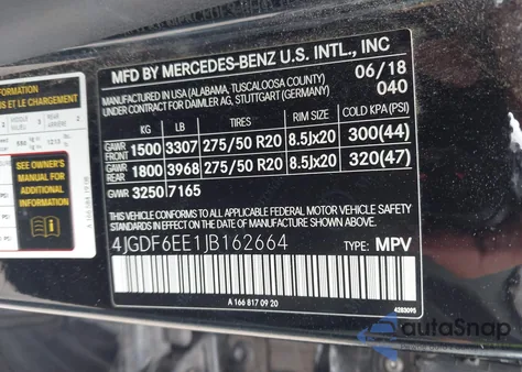 2018 Mercedes-Benz Gls 450 4Matic z USA, uszkodzony, nr VIN 4JGDF6EE1JB162664